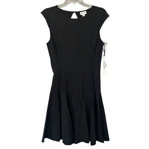 KATE YOUNG Black Ponte Cutout Back Fit & Flare Dress LBD Size 6 NWT